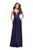 La Femme - 25436 Fitted Lace Sweetheart Evening Gown In Blue
