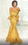 MNM COUTURE - 2543 Pleated Off-Shoulder Mermaid Gown In Yellow
