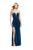 La Femme - 25443 Strappy Plunging Fitted Sheath Dress In Blue
