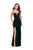 La Femme - 25443 Strappy Plunging Fitted Sheath Dress In Green