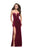 La Femme - 25443 Strappy Plunging Fitted Sheath Dress In Red