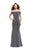 La Femme - 25444 Off Shoulder Folded Fitted Gown in Silver