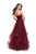 La Femme - 25446 Ruched Strapless Tulle Gown In Red
