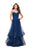 La Femme - 25446 Ruched Strapless Tulle Gown In Blue