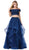 Dancing Queen - 2545 Embroidered Off Shoulder Two-Piece Gown In Blue