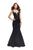La Femme - 25454 Beaded Mikado Fitted Mermaid Gown In Black