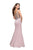 La Femme - 25454 Beaded Mikado Fitted Mermaid Gown In Neutral