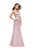La Femme - 25454 Beaded Mikado Fitted Mermaid Gown In Neutral