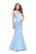La Femme - 25454 Beaded Mikado Fitted Mermaid Gown In Blue