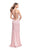 La Femme - 25459 Strappy Halter Fitted Slit Dress In Pink