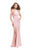 La Femme - 25459 Strappy Halter Fitted Slit Dress In Pink