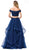 Dancing Queen - 2545 Embroidered Off Shoulder Two-Piece Gown In Blue