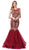 Dancing Queen - 2546 Embroidered Scoop Tiered Mermaid Dress In Red