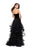 La Femme - 25461 Velvet Sweetheart Neck Tulle A-line Gown   In Black