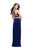 La Femme - 25464 Strappy Two Piece Fitted Slit Dress In Blue