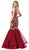 Dancing Queen - 2546 Embroidered Scoop Tiered Mermaid Dress In Red
