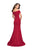La Femme - 25476 Scalloped Off-Shoulder Jersey Trumpet Dress In Red