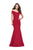 La Femme - 25476 Scalloped Off-Shoulder Jersey Trumpet Dress In Red