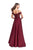La Femme - 25479 Lace Off Shoulder Pleated Evening Dress In Red