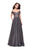 La Femme - 25479 Lace Off Shoulder Pleated Evening Dress In Gray