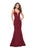 La Femme - 25485 Strappy Fitted Plunging Mermaid Dress In Red