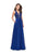 La Femme - 25487 Plunging Scalloped Lace Chiffon Dress in Blue