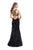 La Femme - 25490 Jewel Neck Printed Velvet Sheath Gown In Black