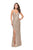 La Femme - 25492 Sequined Fitted Sweetheart Slit Dress In Gold