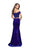 La Femme - 25496 Two Piece Off Shoulder Mermaid Gown In Blue