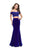 La Femme - 25496 Two Piece Off Shoulder Mermaid Gown In Blue