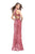 La Femme - 25500 Two-Piece Cutout Bodice Velvet Sheath Gown In Pink