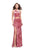 La Femme - 25500 Two-Piece Cutout Bodice Velvet Sheath Gown In Pink
