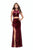 La Femme - 25500 Two-Piece Cutout Bodice Velvet Sheath Gown In Red