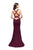 La Femme - 25503 Strappy Plunging Fitted Mermaid Gown in Red