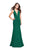 La Femme - 25503 Strappy Plunging Fitted Mermaid Gown in Green