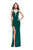 La Femme - 25504 Strappy Plunging Sweetheart Slit Dress In Green