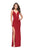La Femme - 25504 Strappy Plunging Sweetheart Slit Dress In Red