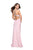 La Femme - 25508 Beaded Fitted Strappy Slit Dress In Pink
