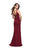 La Femme - 25509 Strappy Fitted Jersey Slit Dress In Red