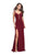 La Femme - 25509 Strappy Fitted Jersey Slit Dress In Red