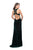 La Femme - 25517 Fitted Halter Dress with Slit In Green