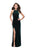 La Femme - 25517 Fitted Halter Dress with Slit In Green