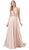 Dancing Queen - 2552 Scallop-Trimmed Plunging V-Neck A-Line Gown In Neutral