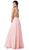 Dancing Queen - 2552 Scallop-Trimmed Plunging V-Neck A-Line Gown In Pink