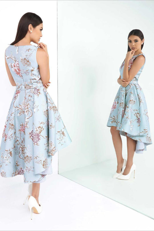 Ieena Duggal  - High Neck Gown Style 25546I in Blue