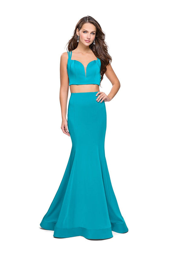La Femme - 25553 Two Piece Sweetheart Mermaid Gown In Blue