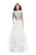 La Femme - 25555 Two Piece Bedazzled Ruffled Tulle Dress In White