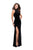 La Femme - 25559 High Neckline Velvet Fitted Gown with Side Slit In Black