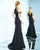 Ieena Duggal  - 25564i Embellished Jewel/V-Neck Sheath Dress in Black and Gold