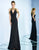 Ieena Duggal  - 25564i Embellished Jewel/V-Neck Sheath Dress in Black and Gold